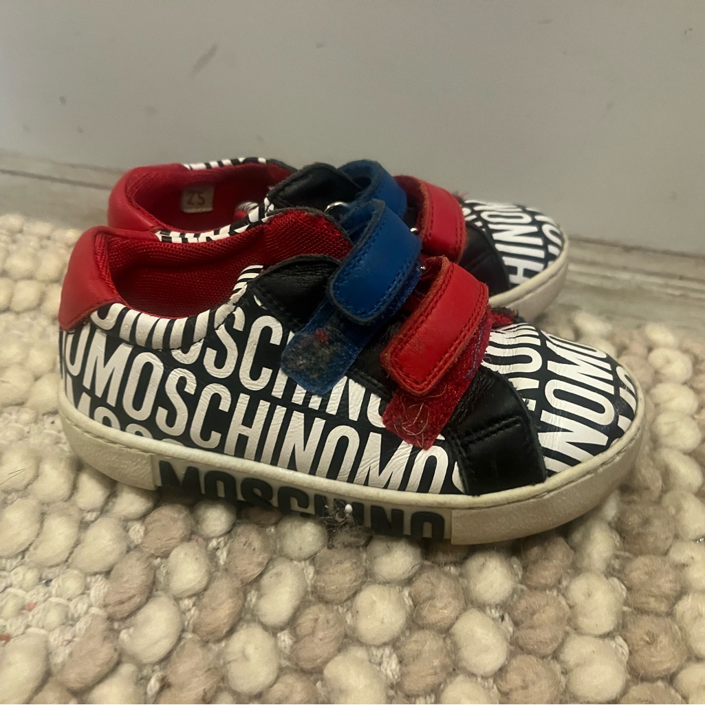 Euc Moschino Kids Black And Red Sneakers